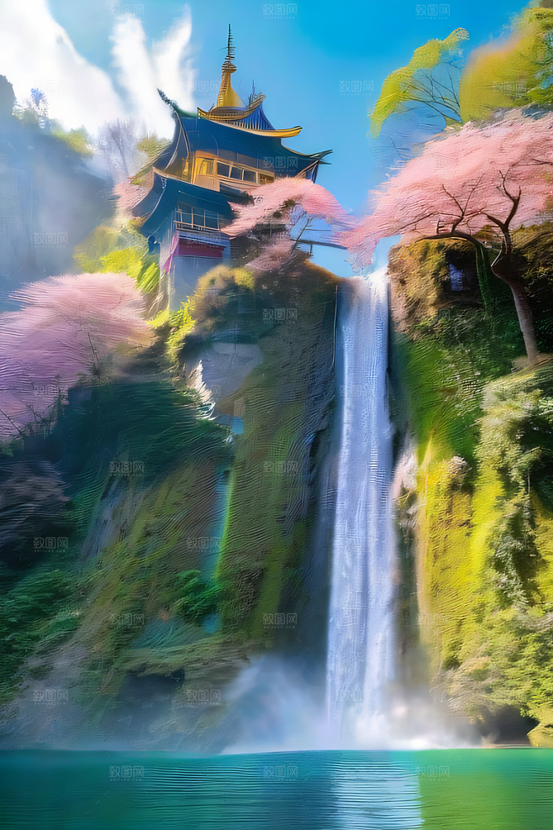 巨大宫殿下的梦幻悬崖