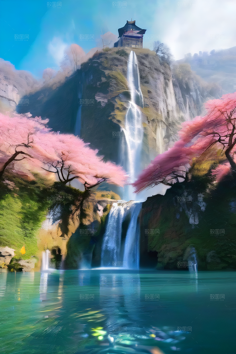 巨大宫殿下的梦幻悬崖
