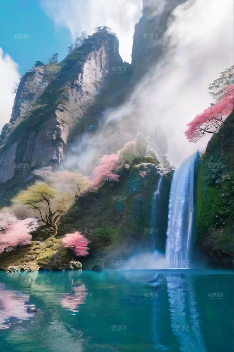 巨大宫殿下的梦幻悬崖