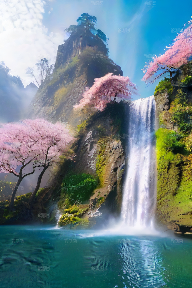 幻境湖泊巨大湖泊与蓝色水