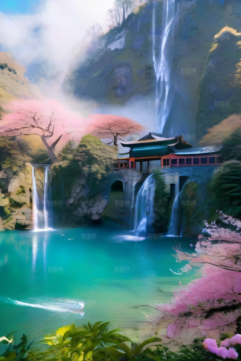 幻境湖泊巨大湖泊与蓝色水