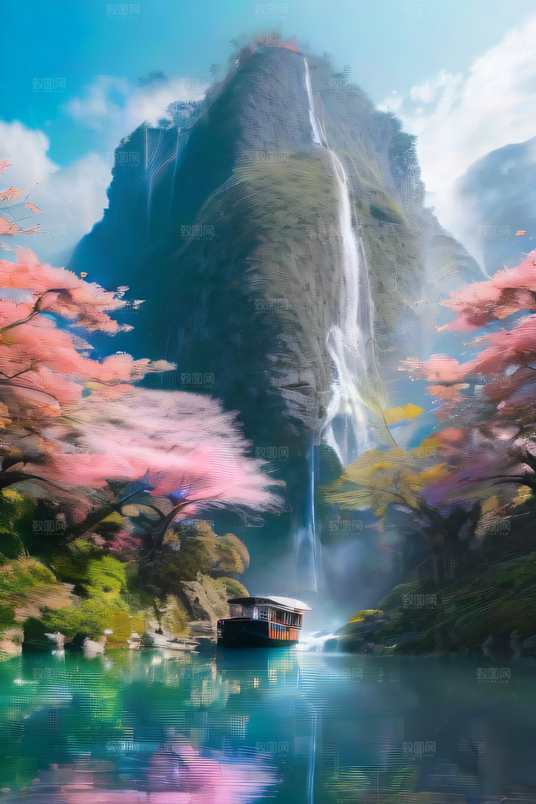 幻境湖泊巨大湖泊与蓝色水