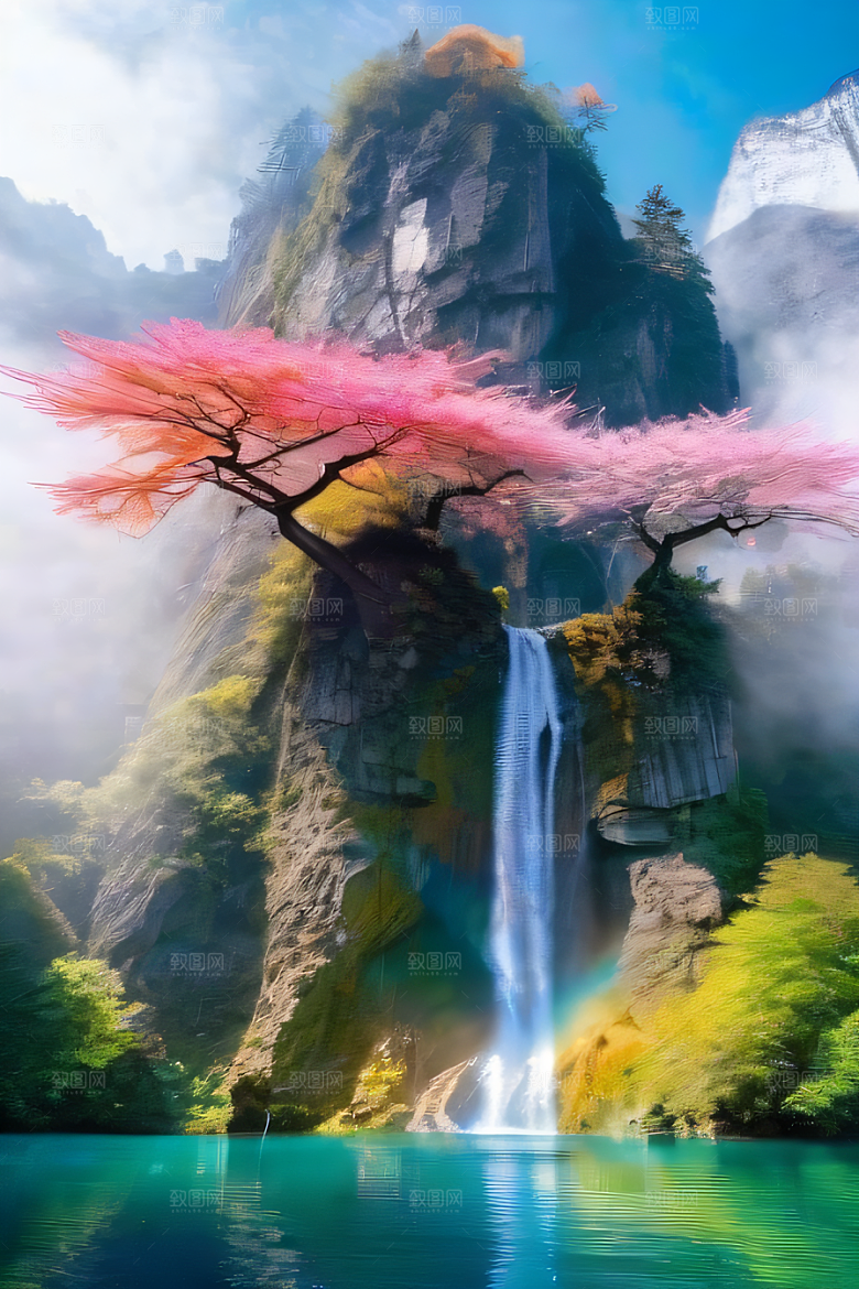 幻境湖泊巨大湖泊与蓝色水