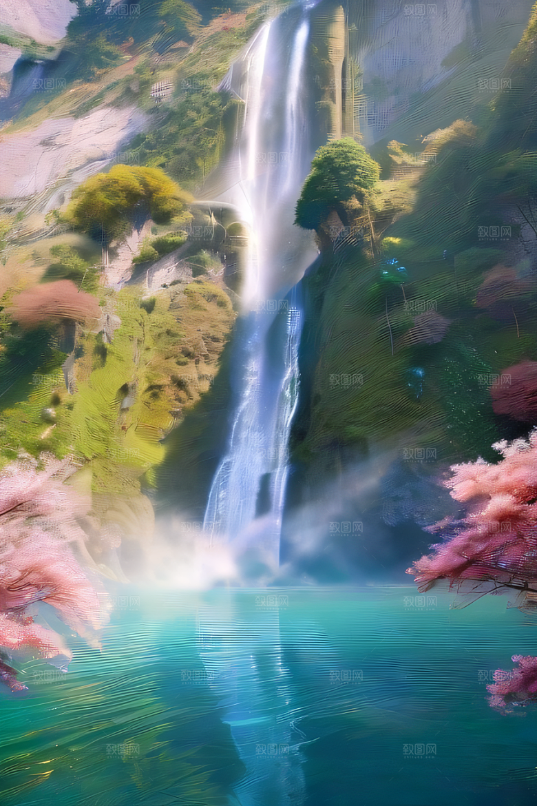 幻境湖泊巨大湖泊与蓝色水
