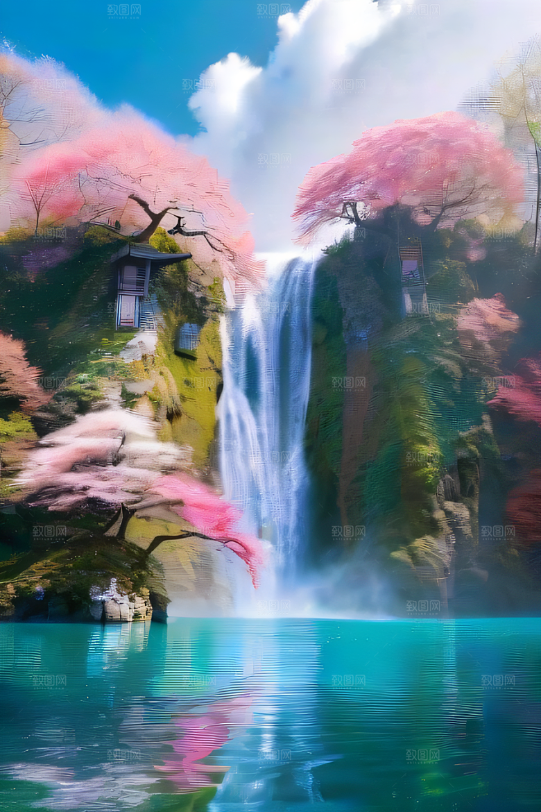 幻境湖泊巨大湖泊与蓝色水