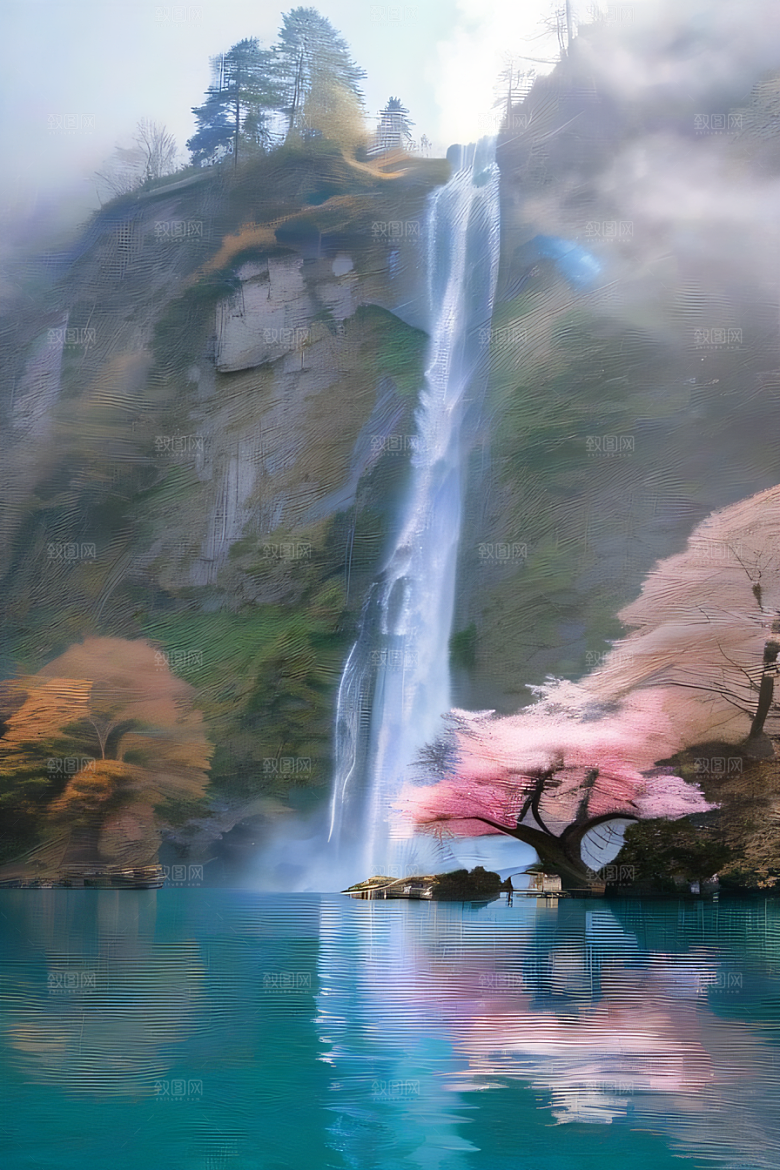 幻境湖泊巨大湖泊与蓝色水