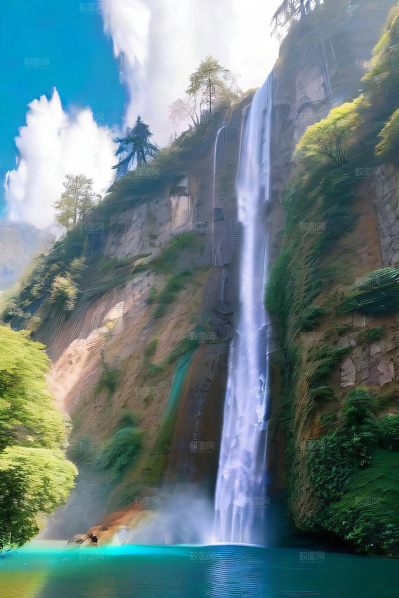 幻境湖泊巨大湖泊与蓝色水