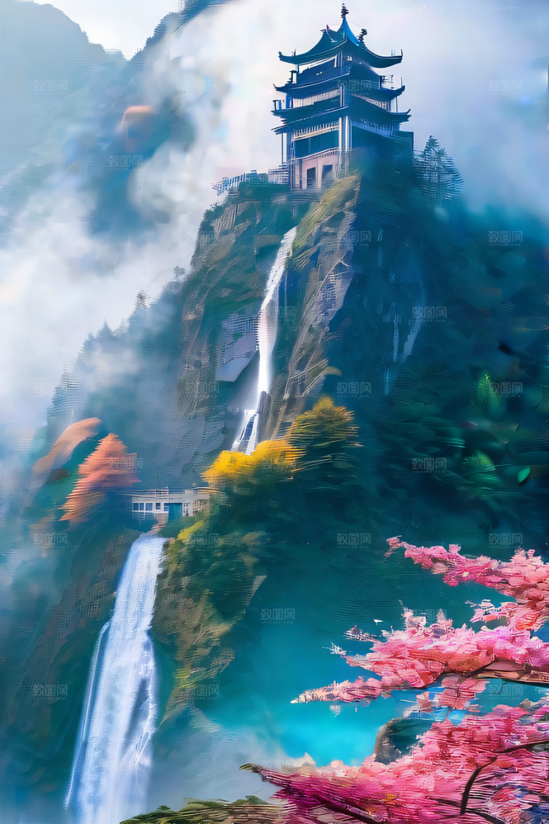 幻境湖泊巨大湖泊与蓝色水