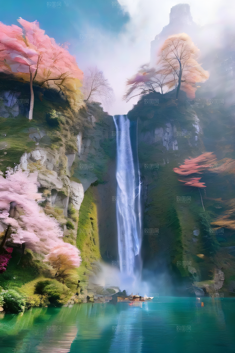 幻境湖泊巨大湖泊与蓝色水