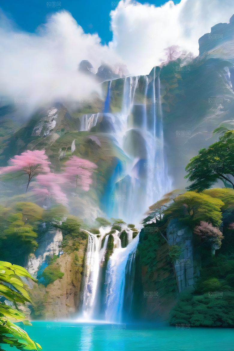 幻境湖泊巨大湖泊与蓝色水