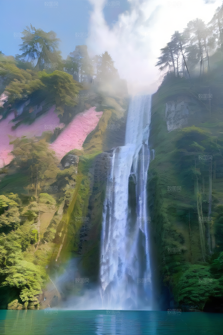 神秘水晶巨大悬崖下的梦幻云