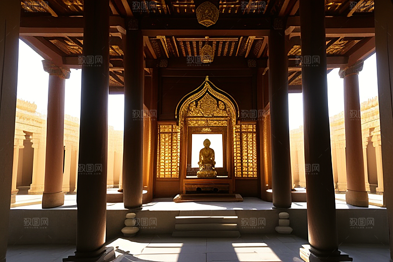 神秘庄严庄重寺庙的仪式感