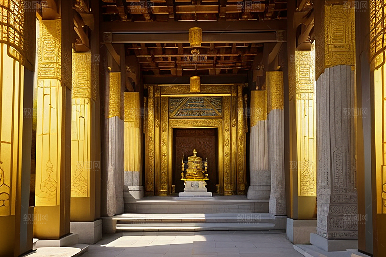 神秘庄严庄重寺庙的仪式感