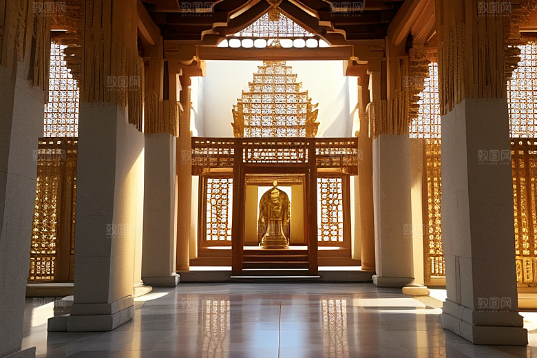 神秘庄严庄重寺庙的仪式感