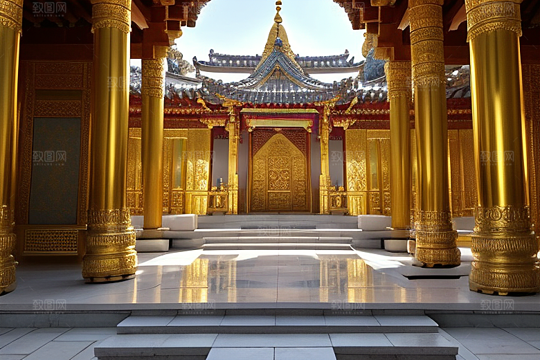 神秘庄严庄重寺庙的仪式感