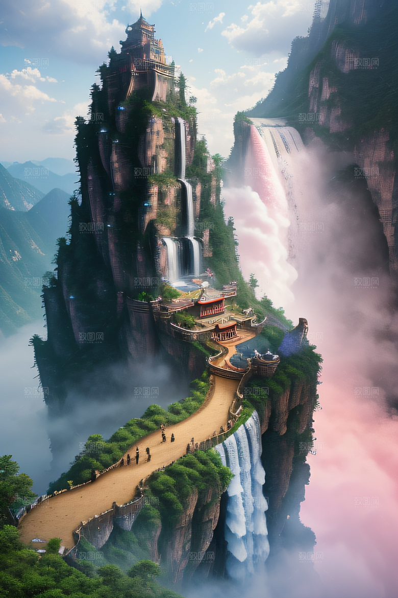魔幻之旅巨大瀑布下的湖泊