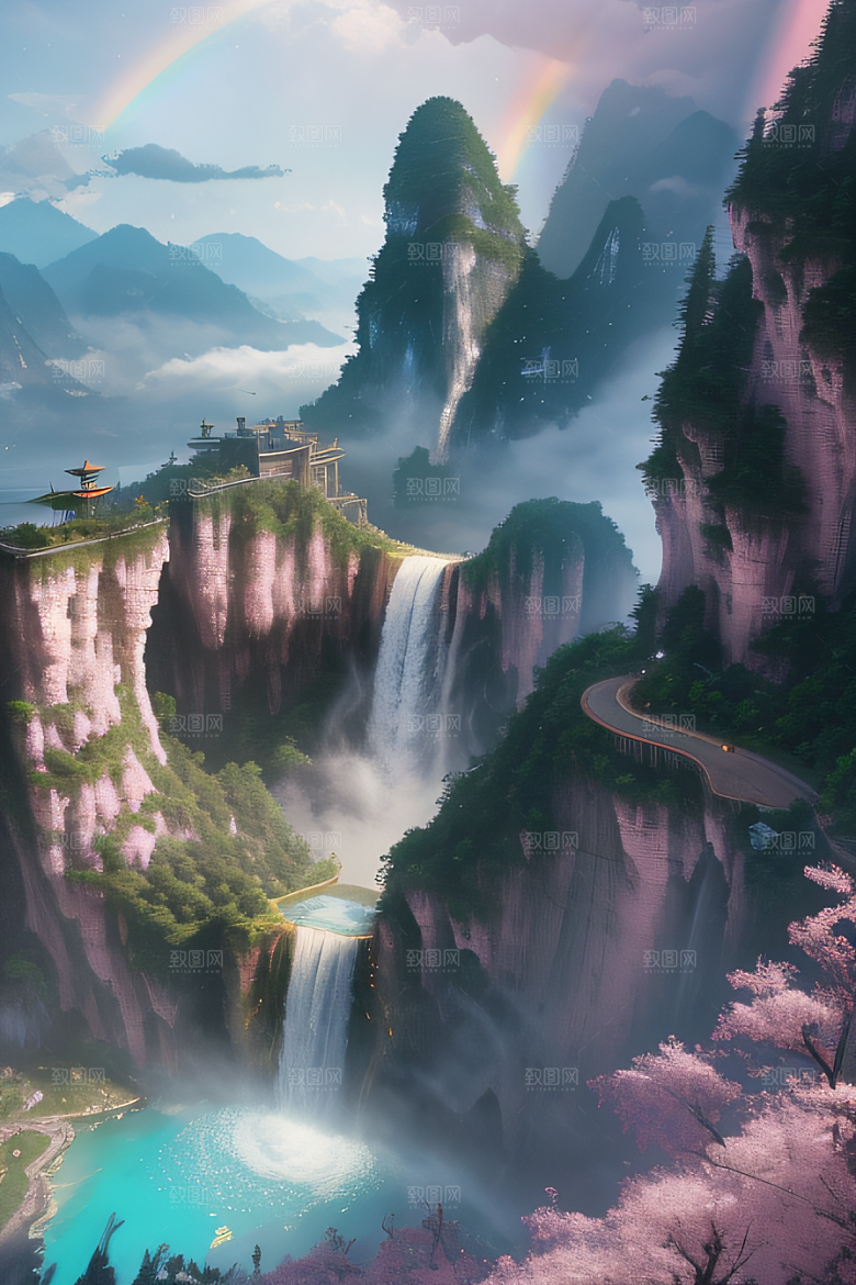 魔幻之旅巨大瀑布下的湖泊