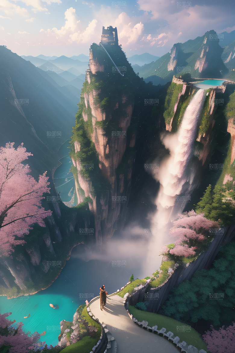 魔幻之旅巨大瀑布下的湖泊