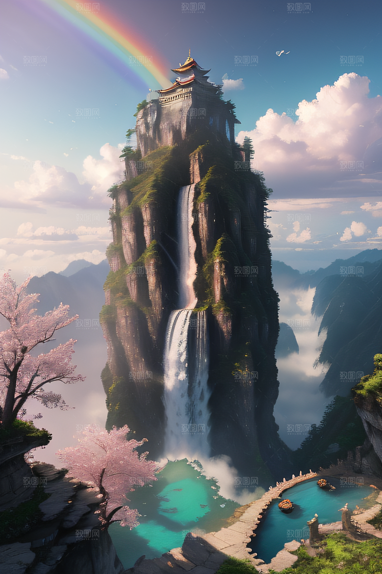 魔幻之旅巨大瀑布下的湖泊