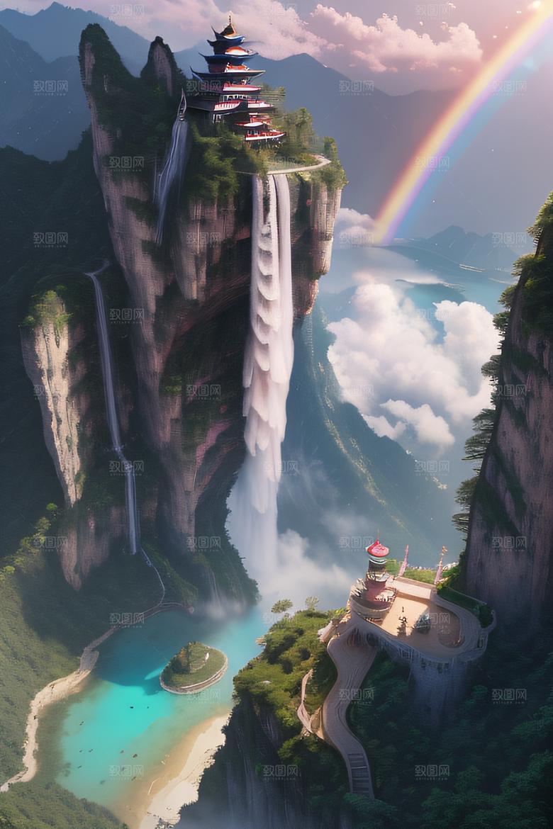 魔幻之旅巨大瀑布下的湖泊