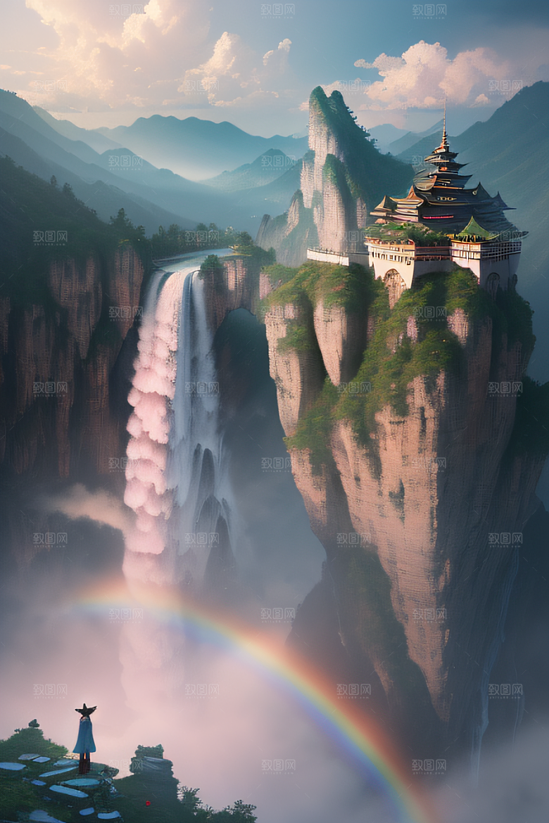 魔幻之旅巨大瀑布下的湖泊