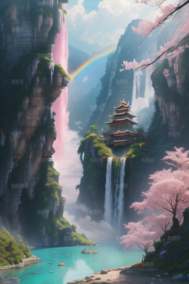 魔幻之旅巨大瀑布下的湖泊