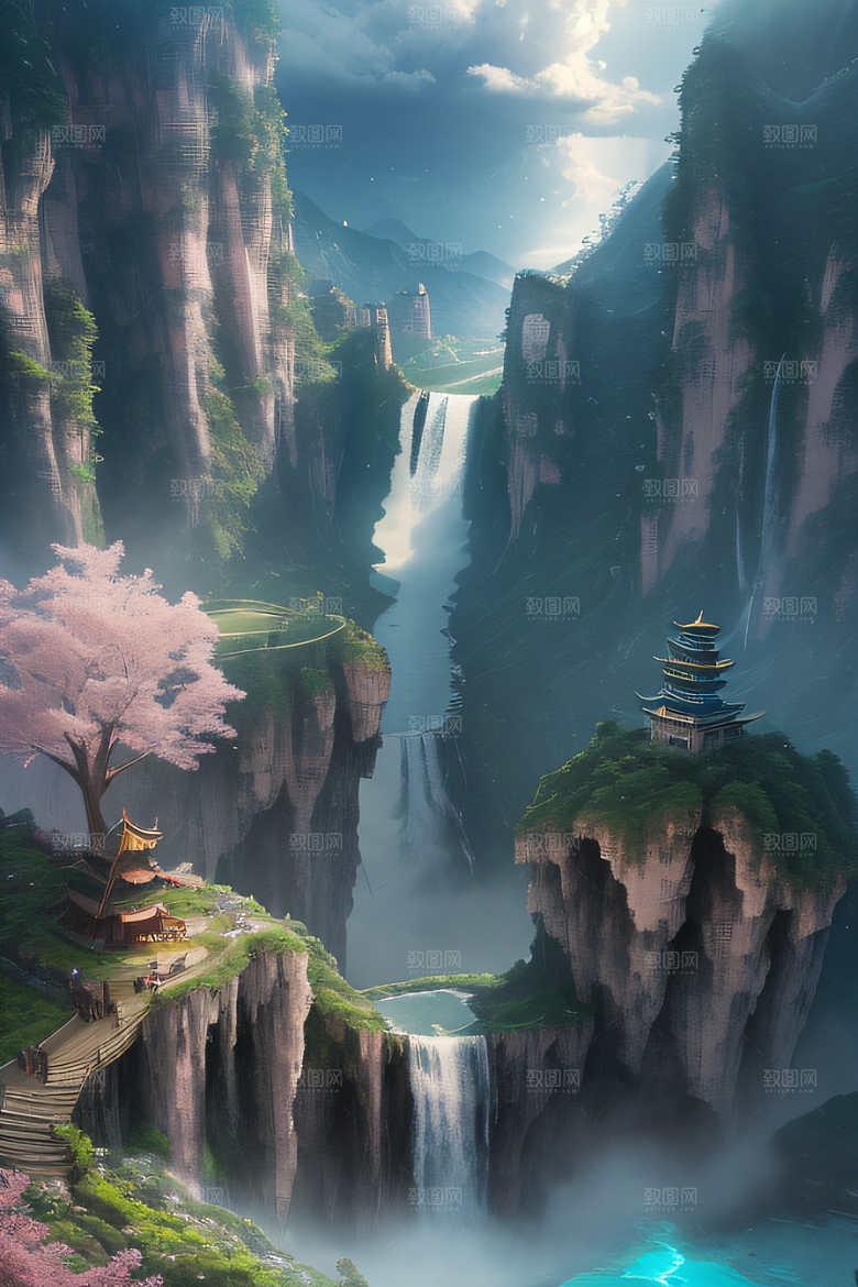 魔幻之旅巨大瀑布下的湖泊