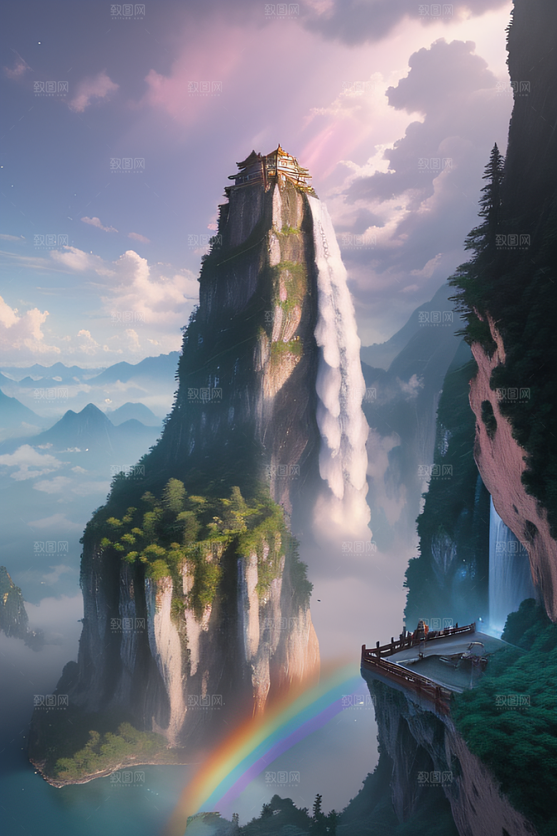 魔幻之旅巨大瀑布下的湖泊