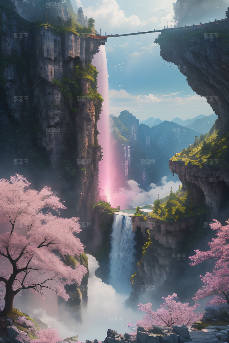 巨大宫殿下的梦幻悬崖