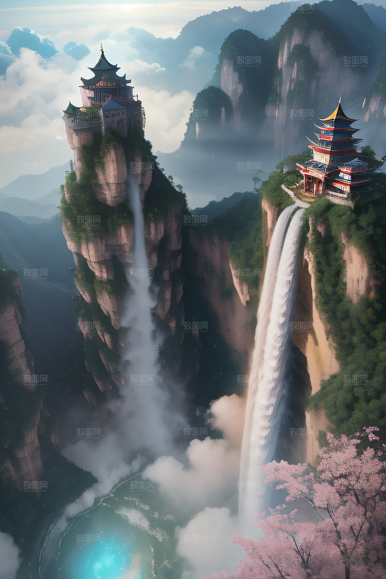 巨大宫殿下的梦幻悬崖
