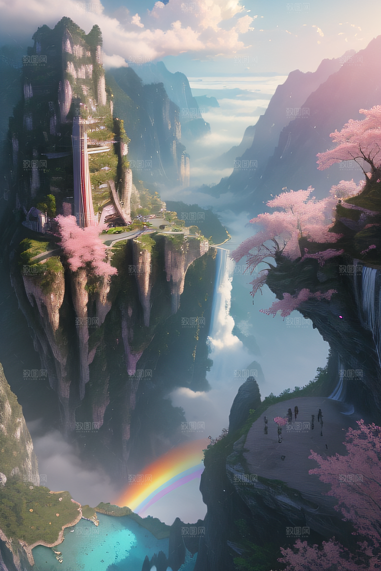 巨大宫殿下的梦幻悬崖