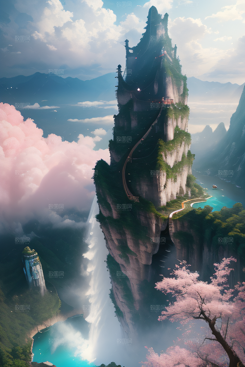 巨大宫殿下的梦幻悬崖