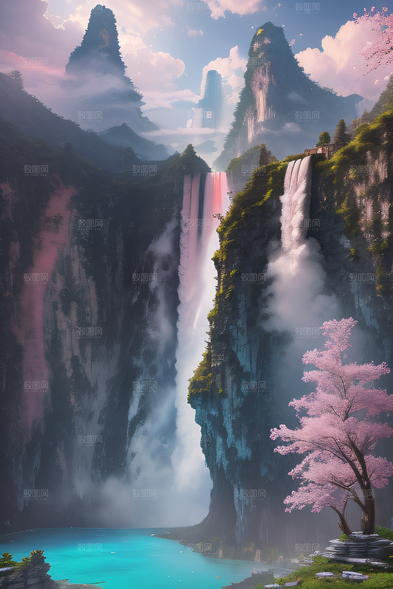 巨大宫殿下的梦幻悬崖