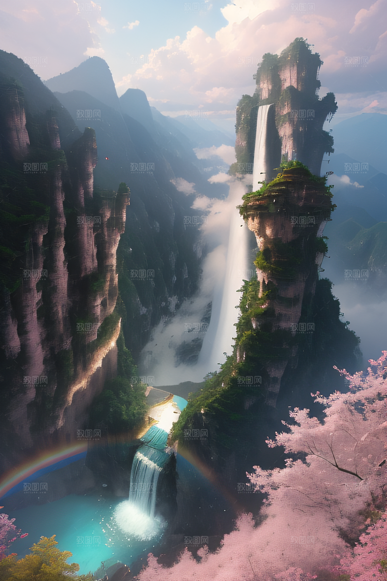 巨大宫殿下的梦幻悬崖