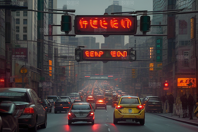 夜晚街道车水人潮