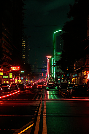 夜晚街道车水人潮