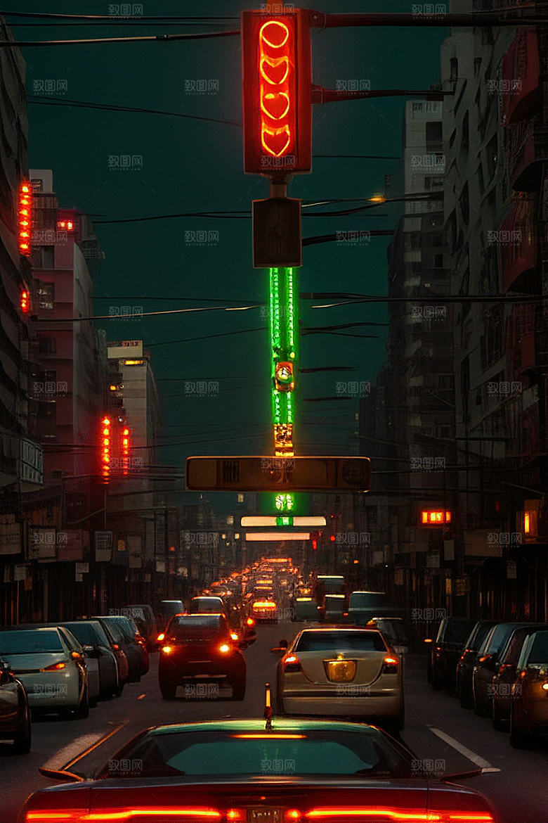 夜晚街道车水人潮