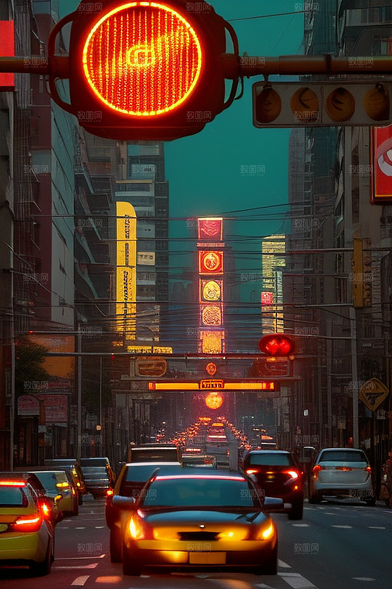 夜晚街道车水人潮
