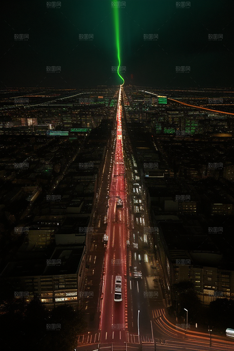 夜晚街道车流如织