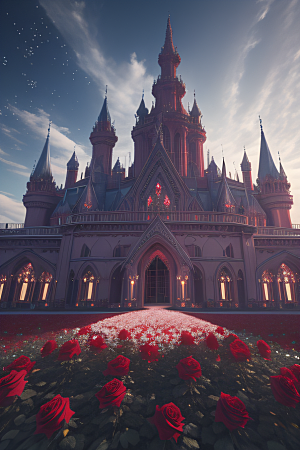 八月节渲染奇观巨大水晶宫殿与浪漫光线