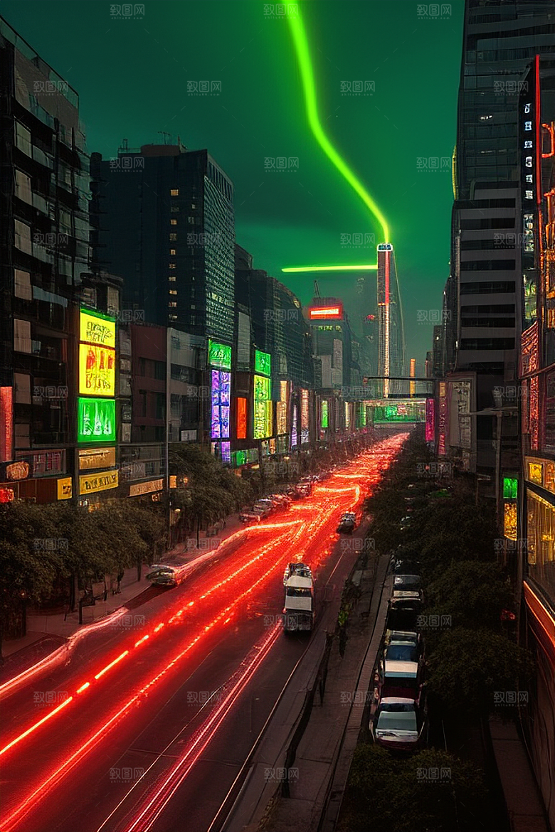 夜晚熙攘的街道景象