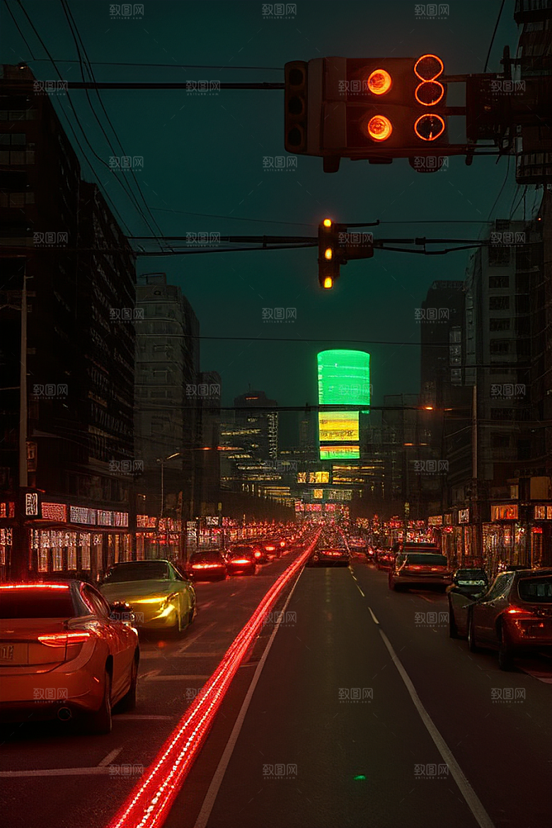 夜晚熙攘的街道景象