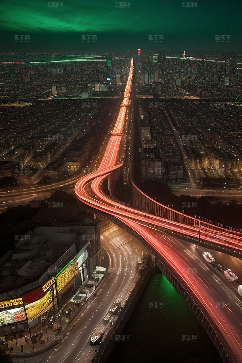 夜晚街道上繁忙车流