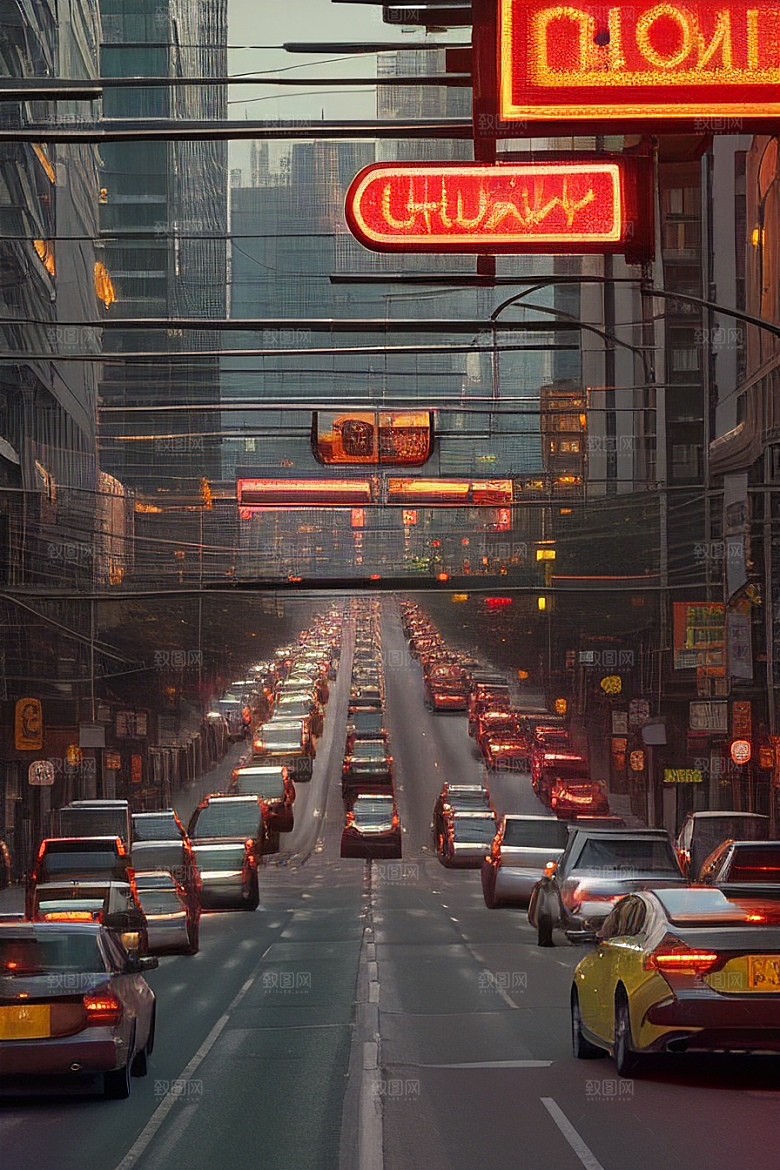 夜晚街道上繁忙车流