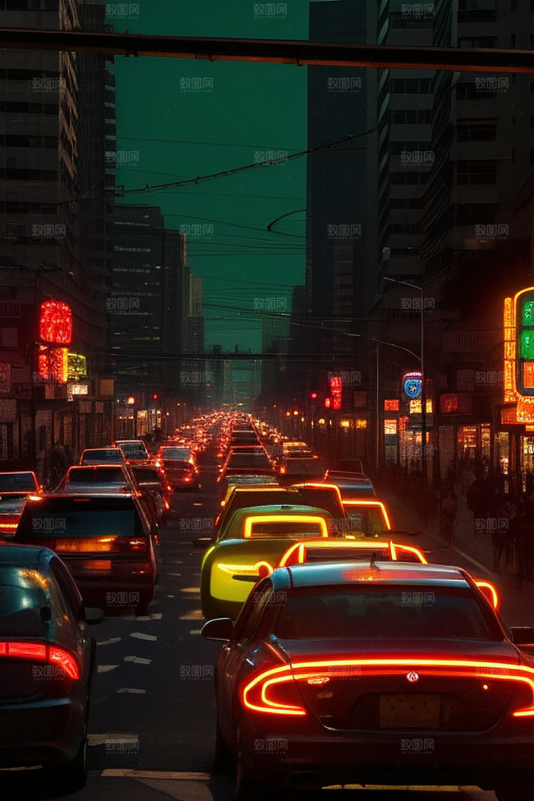 夜晚熙攘的街道景象