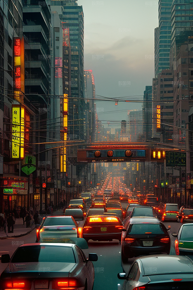 夜晚熙攘的街道景象