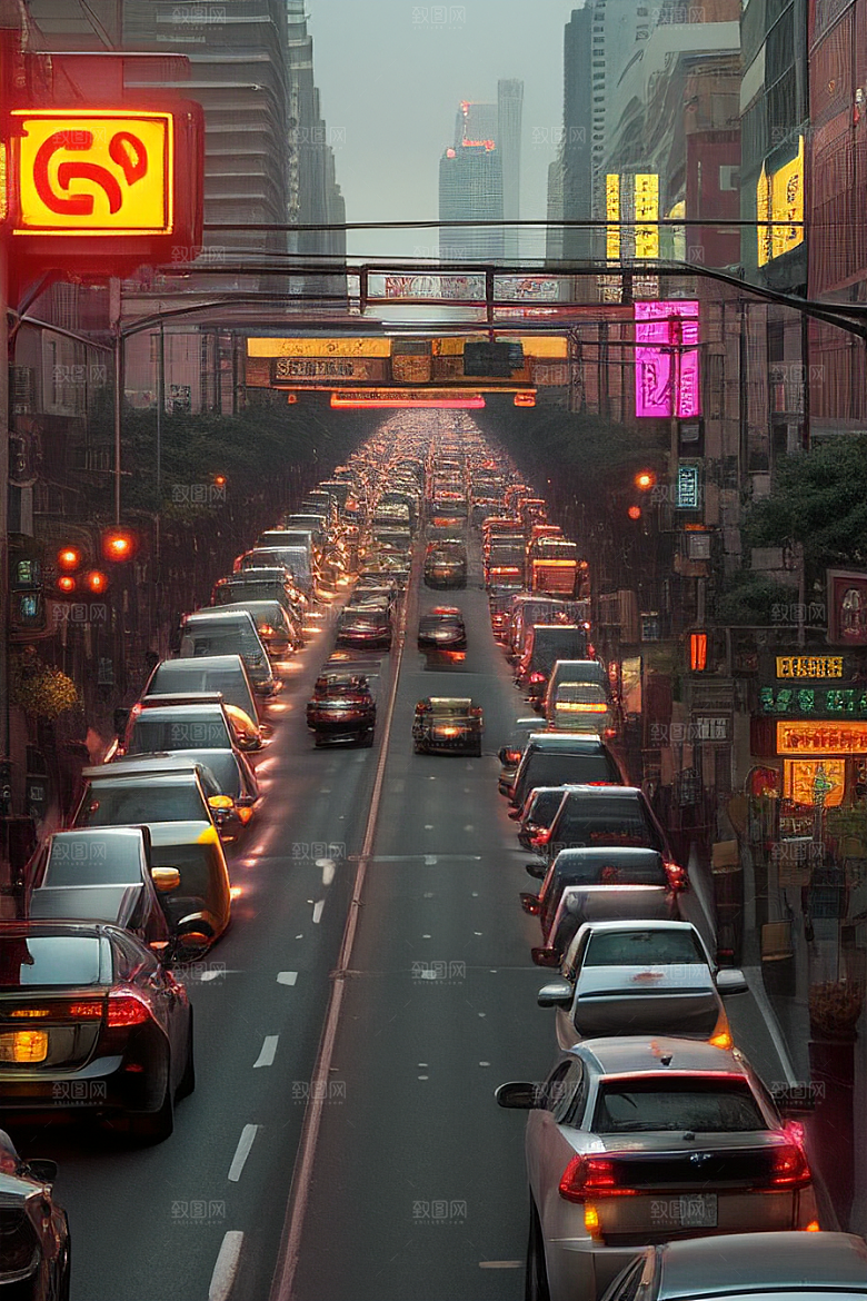 夜晚熙攘的街道景象
