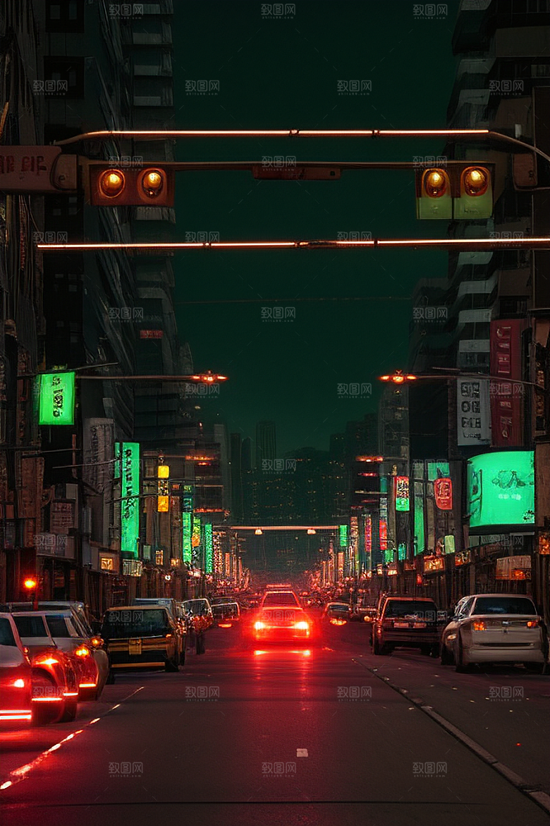 夜晚街道上繁忙车流