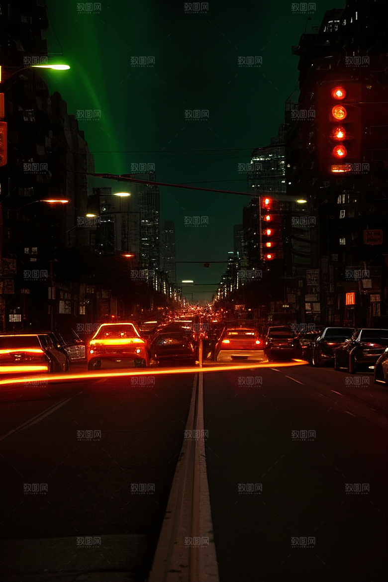 夜晚街道上繁忙车流