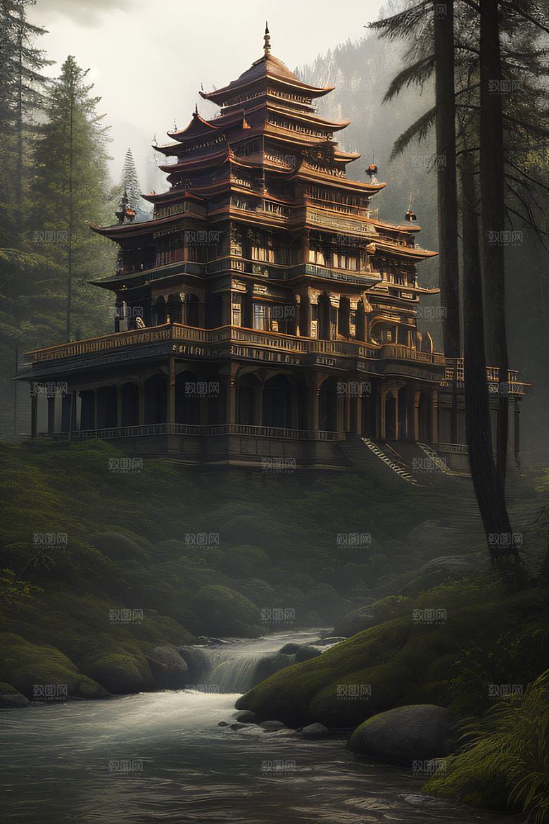 河畔上的壮丽风景